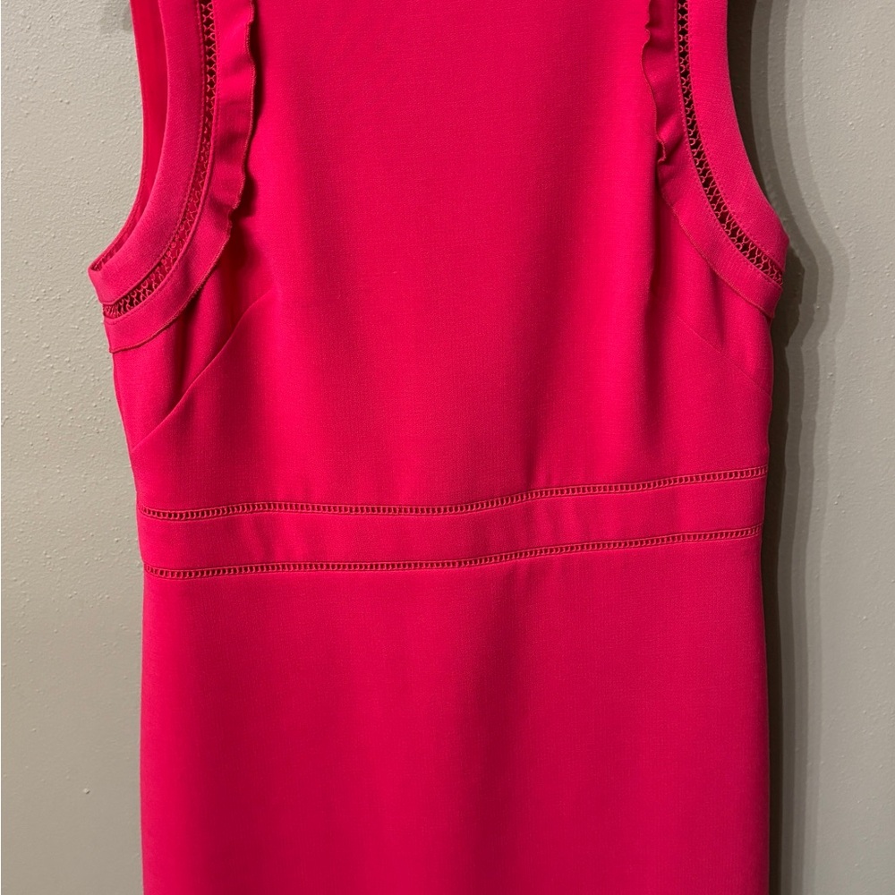 Ann Taylor Vibrant Pink Ruffle Trim Dress